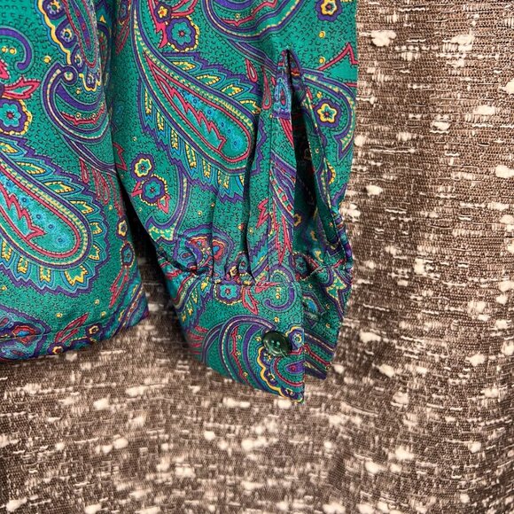 Vintage Koret Paisley Blouse with Neck Tie Long Sleeve Shirt Size 8P - Picture 5 of 6